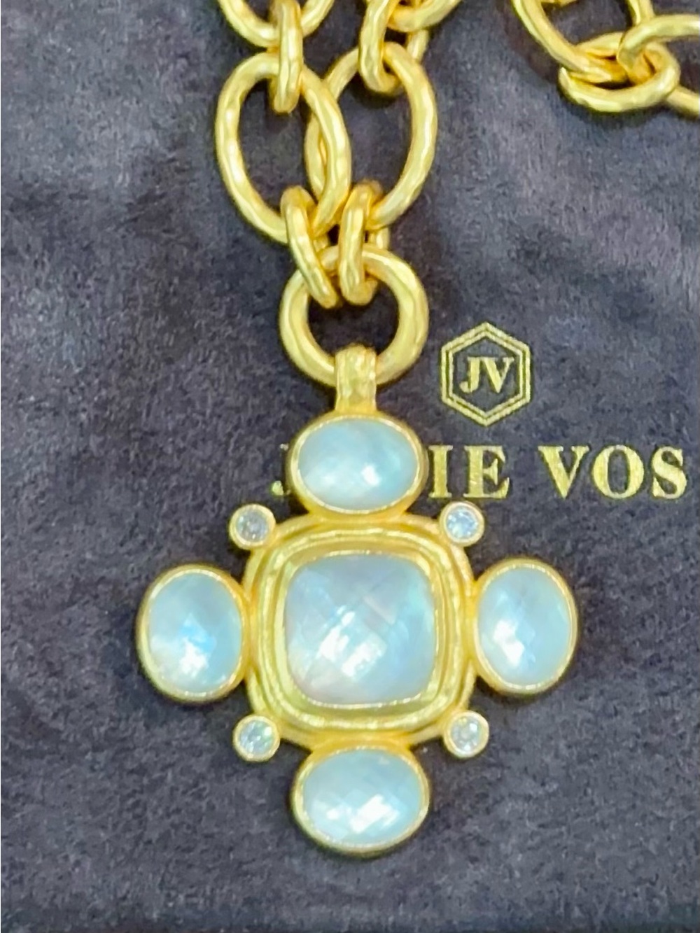 Julie Vos Gold-Plated Necklace with Faux Pearl and Rhinestones - Picture 9 of 12